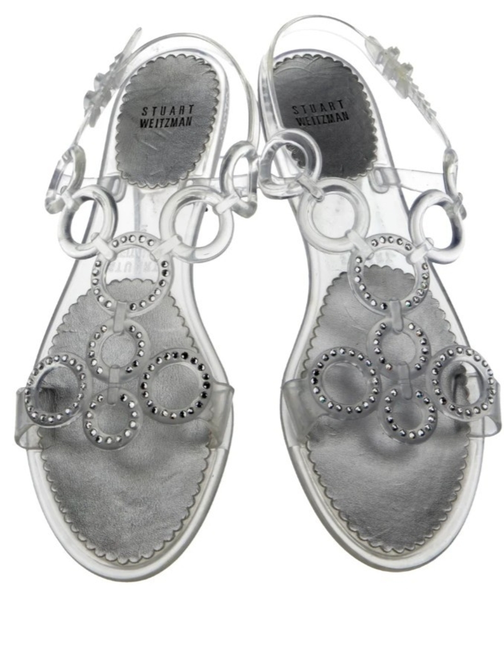 Stuart Weitzman PVC Crystal Embellished Gladiator Sandals